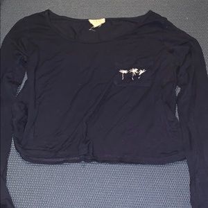 Navy Blue Cropped Long Sleeve